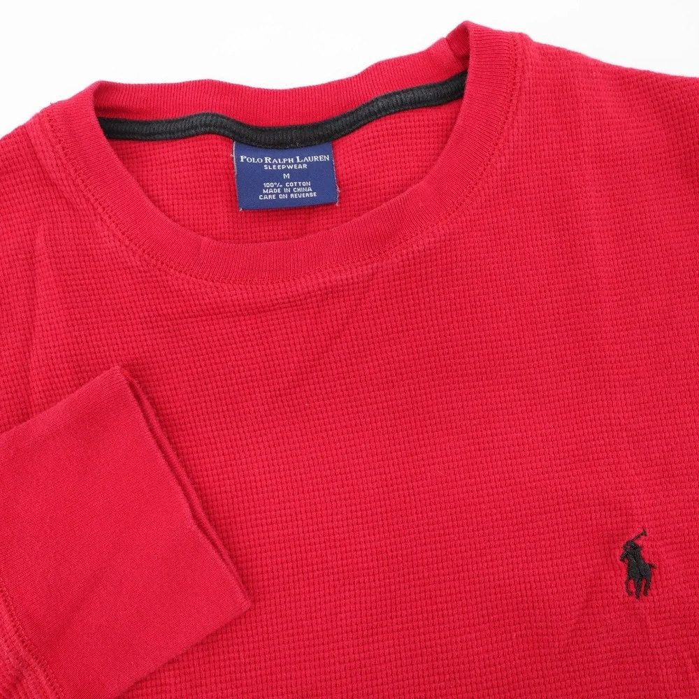 Polo Ralph Lauren Waffle Knit Thermal Sleepwear Shirt Red Mens Medium